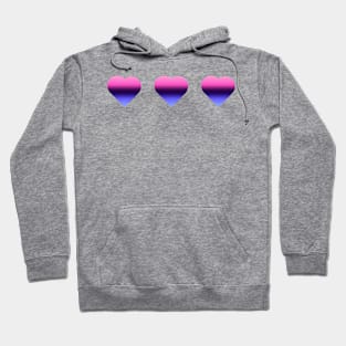 Bi+ Hearts Omnisexual Flag (Vertical Gradient Trio) Hoodie